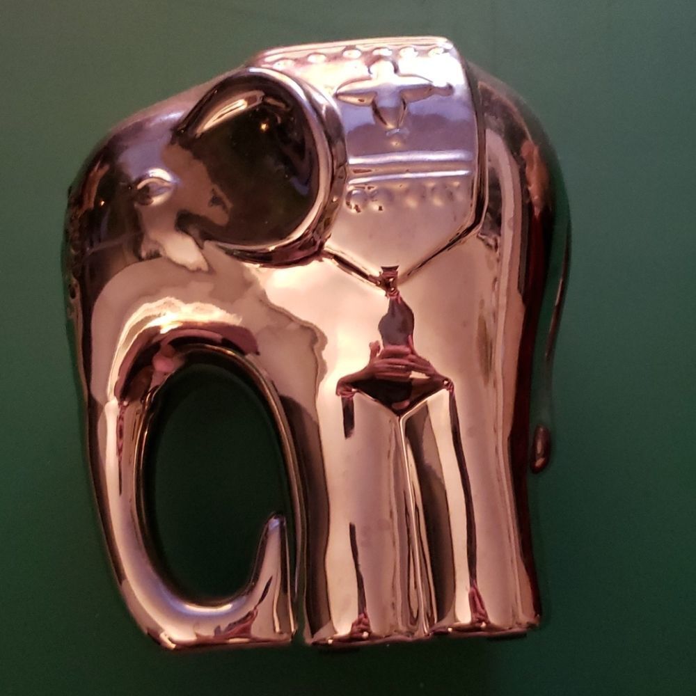 Metallic Silver Ceramic Elephant Decor - Picture 2 of 4